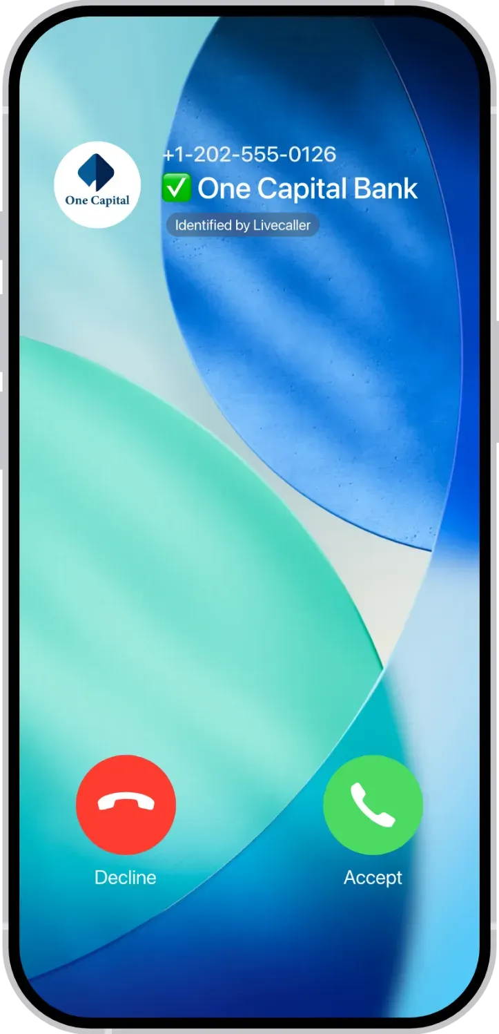 Livecaller app alerting user to a suspected spam or robocall